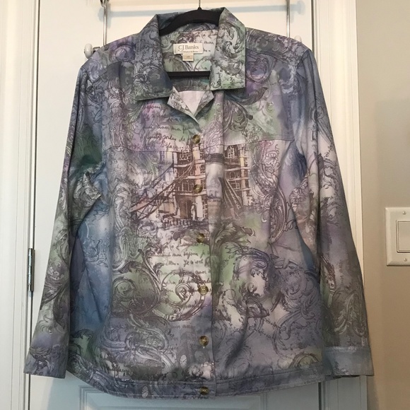 C&B colorful denim jacket with French images & text (2X) - Picture 2 of 15